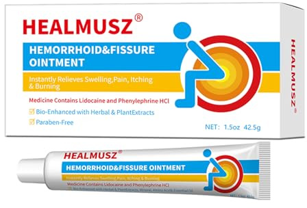 HEALMUSZ Hemorrhoid Fissure Ointment 1.5oz,Fast Relief for Pain, Swelling, Discomfort & Itching,Formulated with 4% Lidocaine and Phenylephrine HCI
