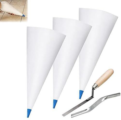 Yuelulala 3 Pack Tile Grout Masonry Mortar Bag, Tear Resistant Puncture Tip, Heavy Duty Tear Resistant Puncture Tip Cement Sealer, Grouting Bag (12x24 inch, Blue)(A230-1)