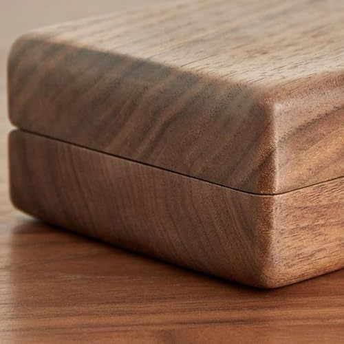 Boîte à bijoux en bois massif pour bagues, colliers, boucles d'oreilles – Boîte de présentation vintage en noyer noir avec doublure en flanelle douce – Organiseur compact – 16,5 x 9,5 x 4,5 cm (noyer