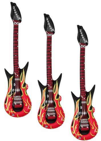 ABOOFAN 3 Piezas Guitarra Hinchable de Pvc Forma de Guitarra de Llama Realista para Fiestas de Música al Aire Libre, Resistente al Agua y Fácil de Desinflar Color Color Aleatorio