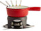 VonShef Fondue Set, Red Enamel Cast Iron Pan for Swiss-Style Cheese or Chocolate Fondue, Includes 6 Colour Coded Forks & Adjustable Burner