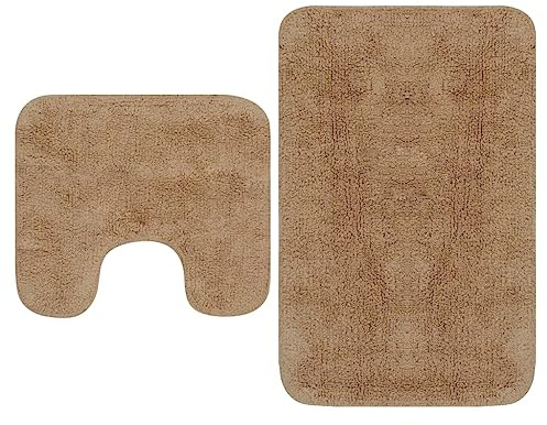 vidaXL Badematten-Set 2-TLG. Stoff Beige