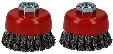 2pc Professional 80mm Wire Twist Knot Cup Brush for 4-1/2 M14 Angle Grinders