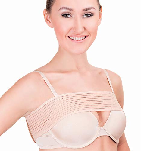 Bande de soutien post-chirurgie de compression mammaire – Stabilisateur d'implant d'augmentation mammaire et bandage alternatif pour soutien-gorge de sport (noir) (beige), beige, taille unique