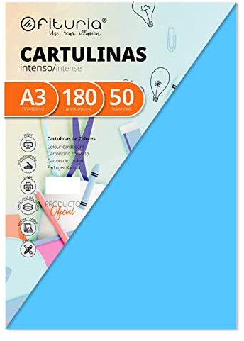 Pack 50 Kartonger Färg Blå Turkos A3 Storlek 180g