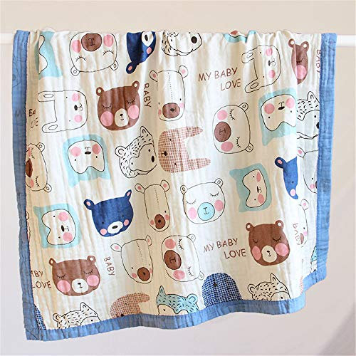 Chickw1 Baby Musselin Babydecke Kuscheldecke, Superweich Baumwolle Kinderdecke Krabbeldecke Perfekt für Kinder et Baby Kinderwagen, Kleinkindbett und Babyschale (110 * 110cm,Dunkelblau)