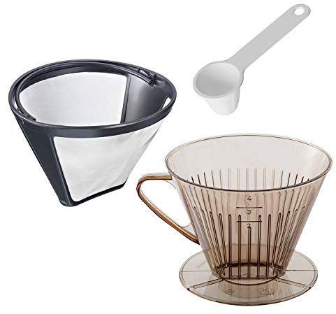 Westmark Kaffee-Set, 3tlg., Dauerfilter, Kaffeefilter Gr. 4 + Dosierlöffel, Rostfreier Edelstahl/Kunststoff, Kaffee, Transparent/Weiß/Silber/Schwarz, 244322E8