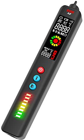 BSIDE Testeur de tension amélioré, écran LCD couleur 3 résultats avec thermomètre infrarouge, pour chauffage, climatisation, barbecue, viande