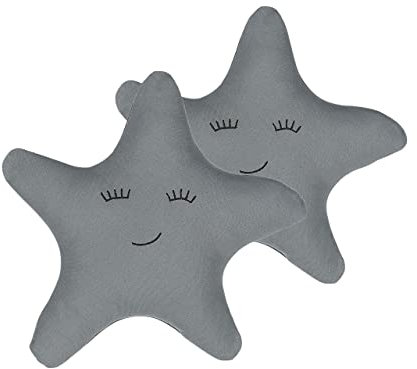 Dekokissen 2er Set 40 x 40 cm Kinderkissen Baumwolle Sternenform grau Bhopal