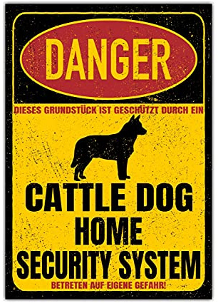 Australian Cattle Dog ACD Schild Danger Security System Türschild Hundeschild Warnschild Sicherheitsschild Hund Privatgrundstück Hundewarnung Warnung vor dem Hund