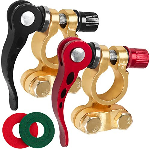 JatilEr - Pinzas para batería de coche (12 V, 2 unidades, 12 V, cierre rápido, con almohadilla de protección contra la corrosión, 12/24/60 V)