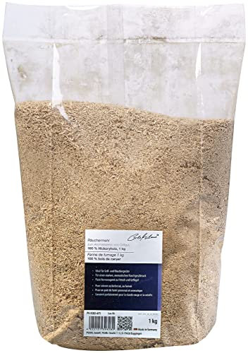 Carlo Milano Smoker-Mehl: Räuchermehl zum Aromatisieren von Grillgut, 100% Hickoryholz, 1 kg (Räucherhölzer, Räucherholzstücke, Backofen)