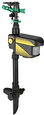 skrskr Solar Power Motion-Activated Sprinkler Yard Enforcer with 3 Time Modes Adjustable Spray Angle & Sprinkle Distance for Garden Farm, Black