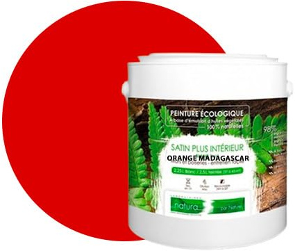 Pintura de pared natural ecológica con aspecto satinado interior Natura – 2,5 l/33 m² – Naranja Madagascar