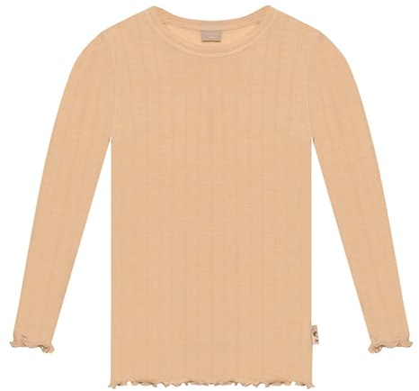 Dilling Kinder Langarmshirt Bio-Merinowolle Seide Pointelle Baselayer Unterwäsche temperaturregulierend und atmungsaktiv