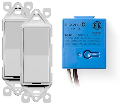 Levven 3-Way On/Off Wireless Switch Kit - Decorator-Style Switch, Wireless Power Control Kit