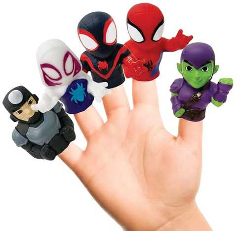 Ginsey Spidey and His Amazing Friends 5 Piece Finger Puppet Set - Bath Toys, Party Favors, 1.0 Count, 0.145 pounds