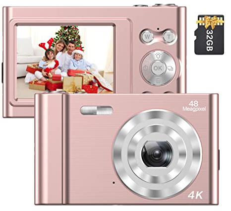 Andoer 4K Cámara Digital Videocámara 48MP Pantalla IPS 2,4 pulgadas Enfoque automático Zoom Digital 16X Anti-sacudida Detección de Cara Captura de Sonrisa Flash incorporado y Batería