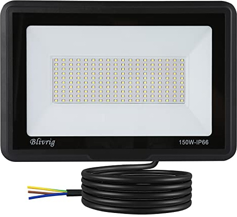 Blivrig LED Strahler Außen 150W, LED Scheiwerfer 6000K Kaltweiß 15000LM | IP66 Wasserdicht, 120° Abstrahlwinkel, 180 LEDs Superhell, Energieeffizient für Gärten, Hof, Garage, Lager, Hinterhof