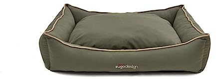 SUGODESIGN Hundebett Wasserabweisend aus Baumwoll-Polyester - Hundekörbchen mit herausnehmbaren Kissen - Hundesofa mit praktischer Tragetasche - 7 verschiedene Motive - 3 Größen (S/M, L, XL) (L, Grau)