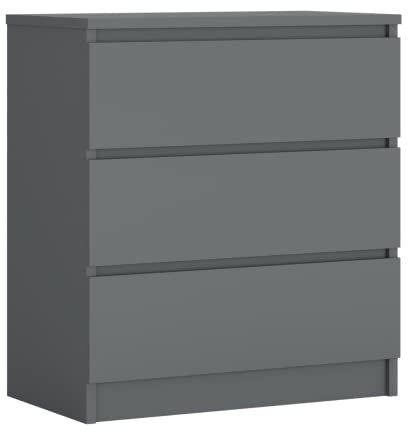 3E 3xE living.com Komodenschrank mit 3 Schubladen, Farbe: ANTHRAZIT, A: 70 x 78 x 39 cm