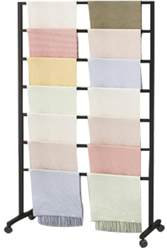 Metal Scarf Display Stand with 360 Swivel Caster Wheels, Movable Freestanding Scarf Floor Standing Display Rack, Belt Shawl Hijab Organizer for Boutique Display, Commercial Home