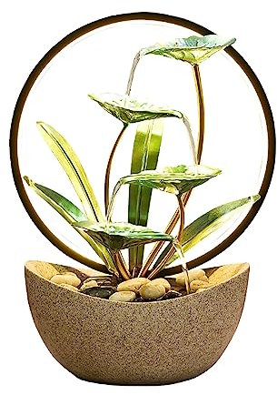 AMEERR Table Fountain With LED Lights Water Floor Standing Fountain For Home Office Table Top Fountains Indoor Indoor Ornamental Water Dolly Water Feature Charming Water Feature (Color : Light)
