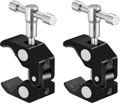2 Pièces Super Clamp pour Jambes de Trépieds, Super Clamp pour Cameras, Super Clamp Mount avec Adaptateur de Griffe à Rotule et Clamp, Super Clamp Bras Magique pour Accessoires Camera