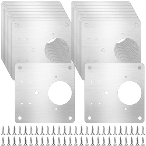 YUENPUN 30 PCS Cabinet Hinge Repair Plate, Stainless Steel Kitchen Cabinet Cupboard Door Fixing Plate with Screws, Hinge Repair Kit Brackets for Furniture