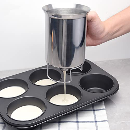 Vllold Entonnoir à Piston Distributeur d'entonnoir de Cuisson en Acier Inoxydable de Pâte à Gâteaux pour Sauces Tartelette Quiches Lorraine du Fond d'entonnoir, Améliorée