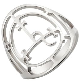 EUEAVAN Siegel der Lilith Ring für Frauen Männer Dämon Lilith Göttin Statement Ring Luzifers Zeichen Pagan Witchcraft Mythologie Schmuck Lilith Geschenk