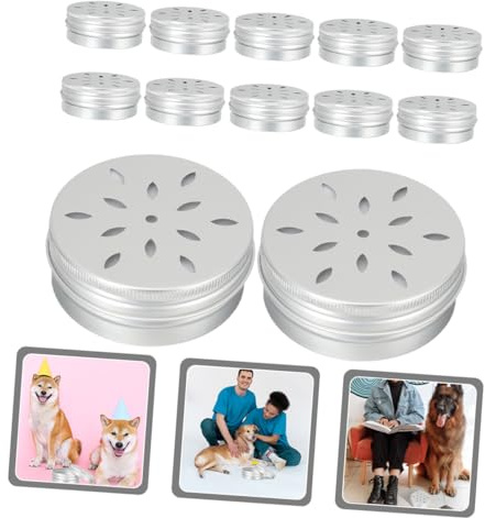 12 x Aroma-Behälter für Hundetraining, Hundefutter, Welpen, Metalldose mit Deckel, Hundezubehör, Hundetraining, Verhalten, Bungee, Metalldosen mit Deckel, Aluminium, Trüffelöl, hohl
