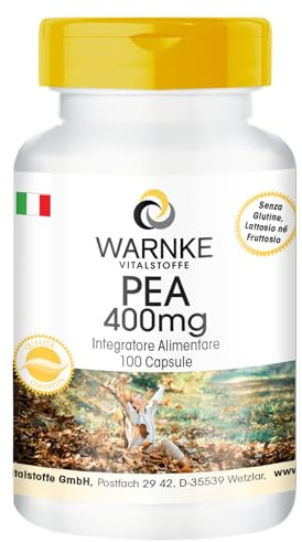 PEA 400mg - con 400mg di palmitoiletanolamide per capsula - 100 capsule - qualità farmaceutica tedesca - ad alto dosaggio - vegan | Warnke Vitalstoffe - Qualità da farmacia tedesca