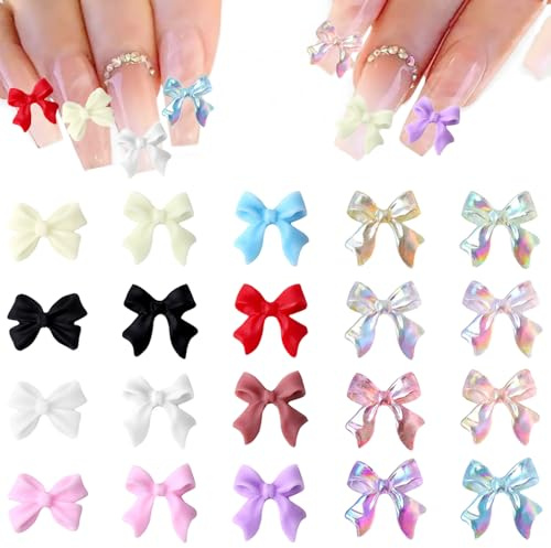 TRKETK 200 Pezzi Ciondoli Arco 3D per Unghie, Fiocchi Colorati Decorazioni per Nail Art Decorazioni per Unghie con Fiocco in Resina Stili Ciondoli con Fiocco per Nail Art Artigianato E Decorazione