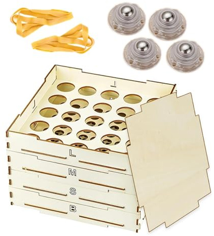 Setaccio per smistamento dei, selezionatore di di costruzione, contenitore portatile a 4 vassoi, scatola per portatile in legno di 3 diverse dimensioni per diversi di