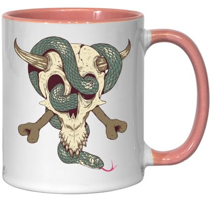 Snake And Skull Ceramic Tea Coffee Mug Pink