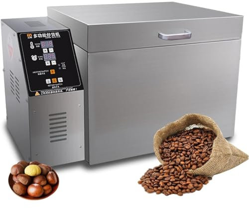 CYMYYDS Torréfacteur électrique, Torréfacteur De Grains De Café en Acier Inoxydable pour Cuisson du Café, De La Châtaigne, des Cacahuètes, des Céréales, du Temps Et De Température Réglables,4000g