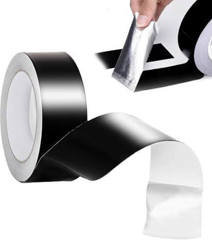 ZZHypGr Aluminium Klebeban 50mm x 20m, Selbstklebendes Alu-Klebeband Aluband, Wasserdichtes- und hitzebeständiges Band zum Versiegeln, Reparieren und Isolieren (Schwarzes Band 1PCS)