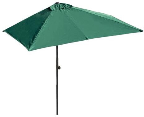Grand parasol de terrasse rectangulaire avec 5 baleines, mât en acier et polyester résistant au soleil, demi-parasol portable pour extérieur, jardin, cour, balcon, mur, piscine et café.