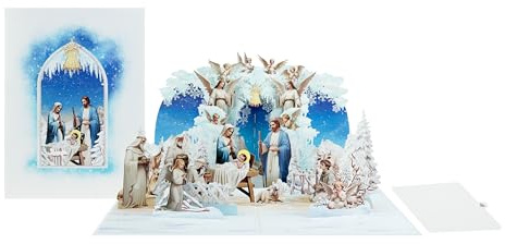 CAVOADO® 3D Pop-Up Karte - Weihnachtskrippe mit Maria, Josef & Jesus - Hochwertige Weihnachtskarte für besondere Momente