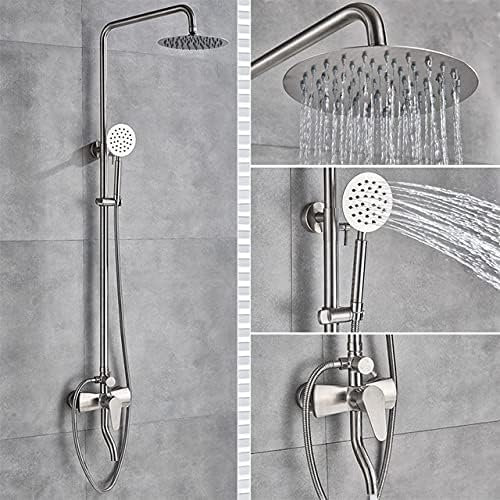 KFTLDYZL Juego de Ducha de Lluvia Grande Cepillado 304 para baño, Mezclador de baño, Grifo de Ducha de Agua fría y Caliente, montado en la Pared, Estilo D, Estilo E