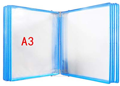 Wandmontierter Aktenhalter mit 10 Paneelen und 20 Fächern, A3-Dokumentenhalter (PVC + Metall), 45 x 32 x 8 cm, Wandordner für Zuhause und Büro, J/E Farboptionen