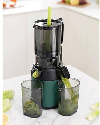 OZMDXKJ Exprimidor Centrífugo Multifuncional Hogar, Exprimidor Mixto Gran Calibre Exprimidor Lento 300W Contenido Jugo Puro ≥98% Exprimidor Frutas Verduras Completamente Automático,B