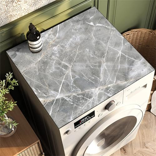 Highdi Marbre Moderne Housse de Protection pour Machine à Laver Top,Coussin de Machine à Laver Antidérapant Housse de Machine à Laver pour Machine à Laver Ou Sèche-Linge (30x40cm,Gris Marbré)