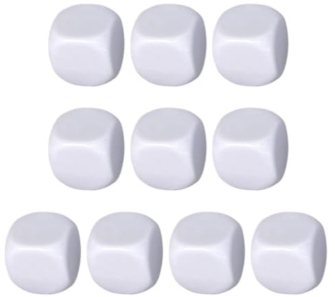 Dadi bianchi, cubi in acrilico, 10 blocchi cubi bianchi arrotondati, cubi bianchi scrivibili su sei lati, per incollare blocchi numerici per conteggio matematico