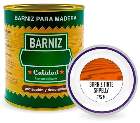 AC - Bote de Barniz Brillo para Madera - Fabricado en España - Ideal para todo tipo de Maderas, vigas, cerchas, marcos, etc. - Capacidad de 375 ML - Sapelly