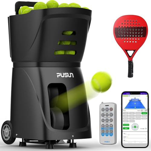 PUSUN PT-Smart Padel Ballmaschine mit APP-Steuerung | Intelligenter Ballwerfer mit 20 Landepunkten & 12 Modi | Profi-Training mit Multi-Winkel & Variabler Geschwindigkeit