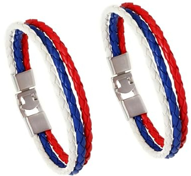 2 Stück russische Flagge, PU-Leder-Armband, mehrlagig, geflochtene Lederschnur, Flaggen-Armband, Outdoor, einfaches Freizeit-Accessoire