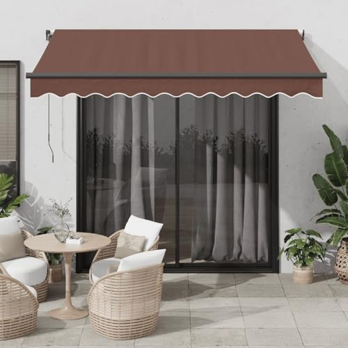 IKAYAA Elektrische Gelenkarmmarkise 300 x 250 cm, Markise, Sonnenmarkise, Sonnenschutz, Terrassenmarkise, Klemmmarkise, Braun
