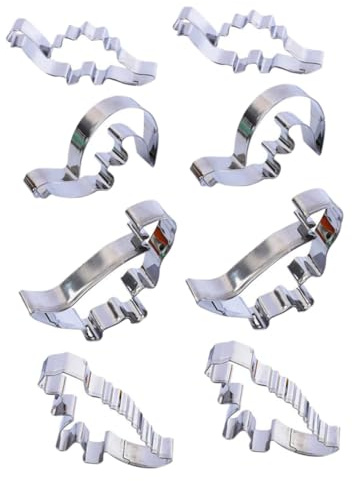 Luxshiny 8 pièces Emporte Biscuits Dinosaures Inox Moules Sablés Réutilisables pour Fruits et Pâtisserie Ustensiles et Faciles à Nettoyer DIY et Décoration Gâteaux